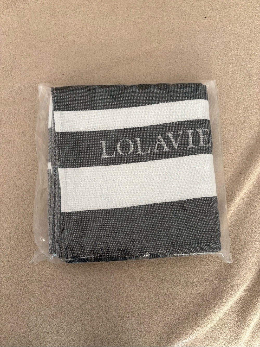 New Lolavie Striped Black and White Beach Towel